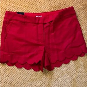 NWT Red Scalloped J. Crew Shorts size 10